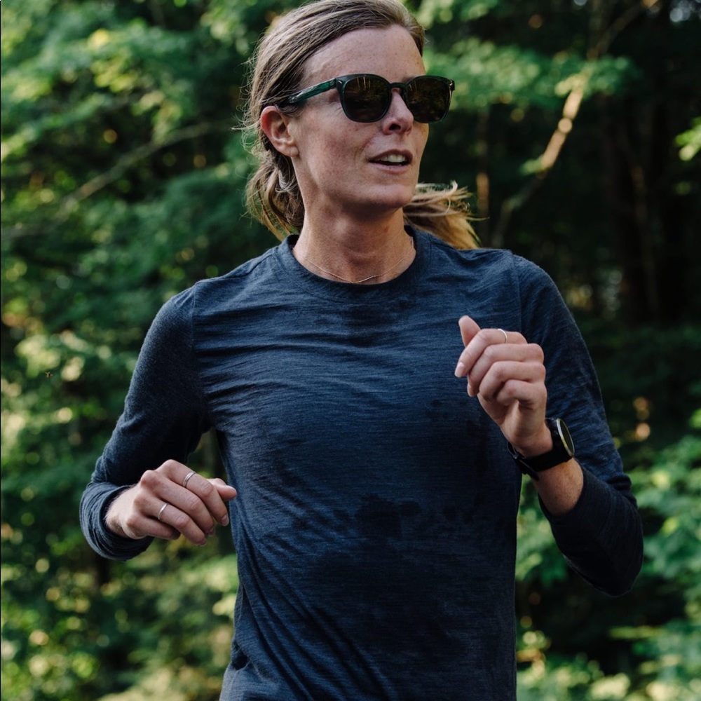 Tracksmith women’s harrier long sleeve wool shirt